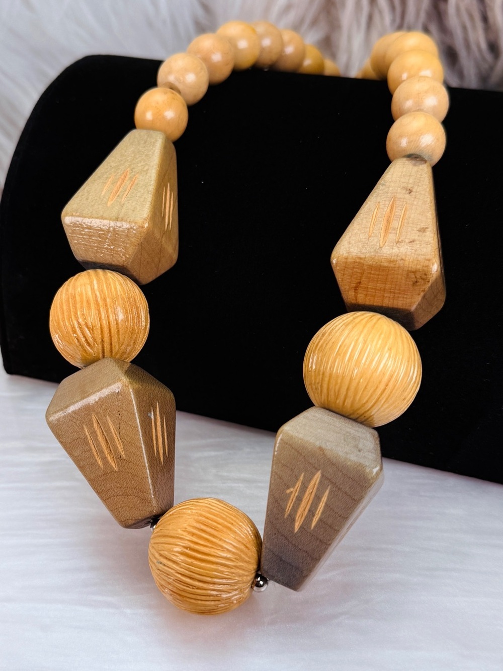 Beautiful, large wooden bead, African bohemian native chic costume necklace